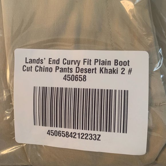NWT LANDS' END CURVY FIT PLAIN FRONT BOOT CUT CHINO PANTS DESERT KHAKI 0 - Picture 11 of 16
